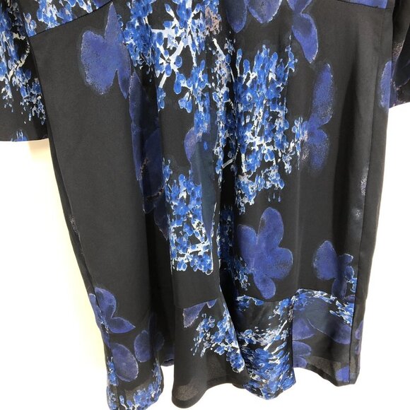 Banana Republic Dark Blue Floral 3/4 Sleeve Peplum  Hem Midi Dress 10 - Picture 10 of 16
